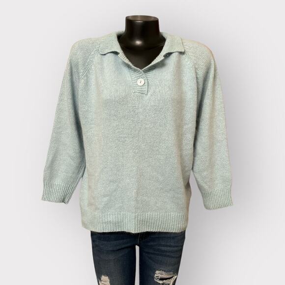 Gitano NEW VINTAGE Womens Plus Size 18W sz 38 Silk Angora Wool Knit Sweater Blue - Picture 2 of 10